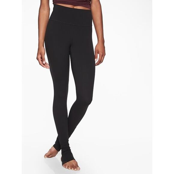 Athleta Pants - Athleta Barre Stirrup Tight Powervita Black‎ Size Small Petite Yoga Pilates NWT